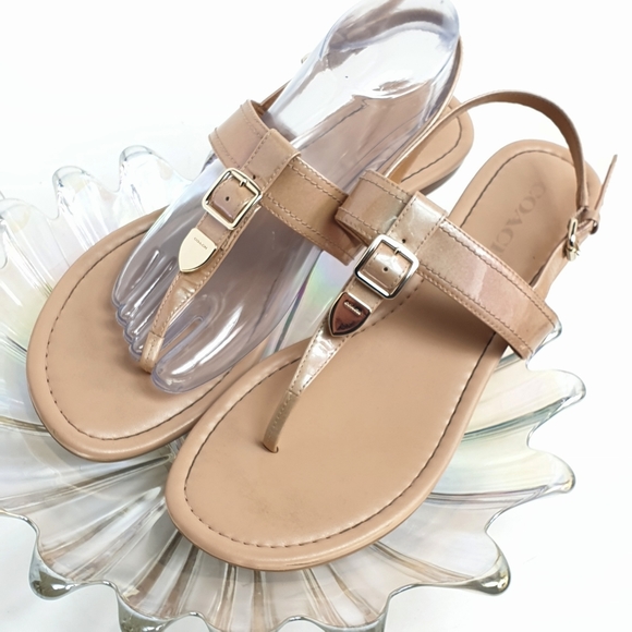 Coach Shoes - Coach CASSIDY Iridescent nude sling back sandals size 10